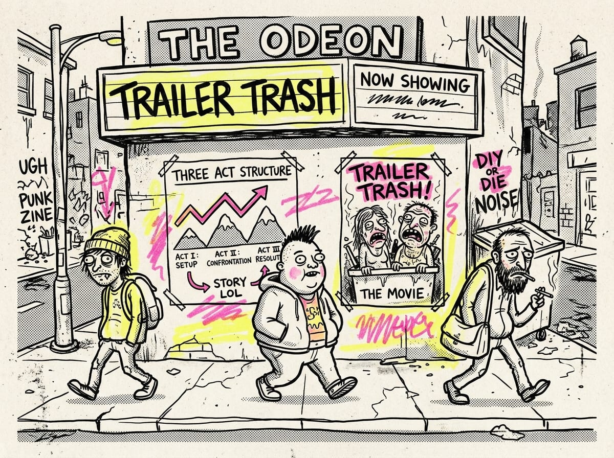 Editing timeline showing the structure beneath a movie trailer