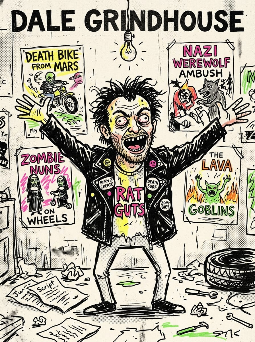 Dale Grindhouse, the Trailer Trash ideas writer, in the signature scrawled zine style