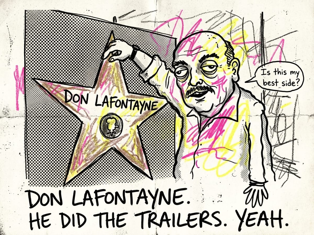 Don LaFontaine, the legendary movie trailer voiceover artist, at his Hollywood Walk of Fame star