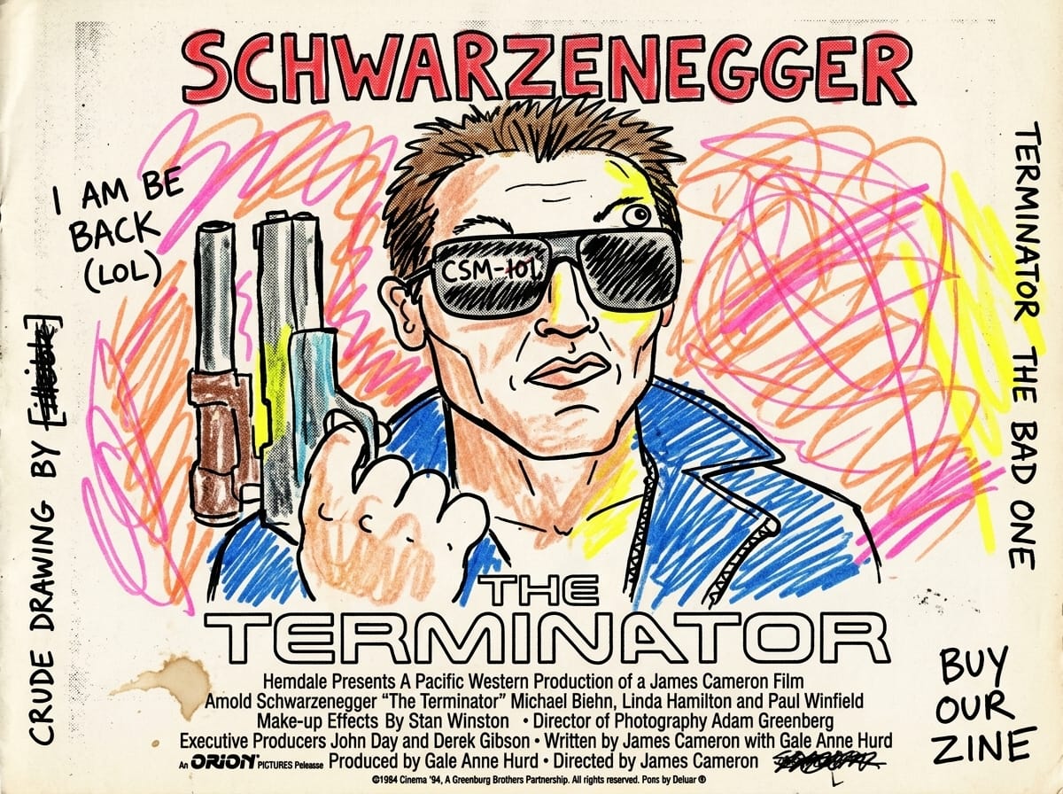 Stylised zine poster for The Terminator, one of the films Don LaFontaine voiced the trailer for
