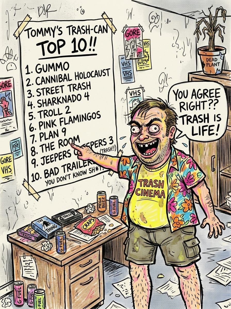 Tommy Trashcan, the Trailer Trash rankings writer, in the signature scrawled zine style
